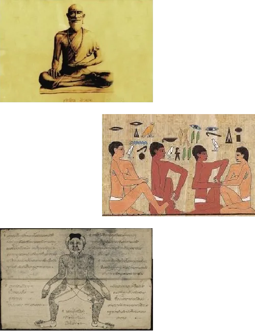 Illustrations traditionnelles de massage.